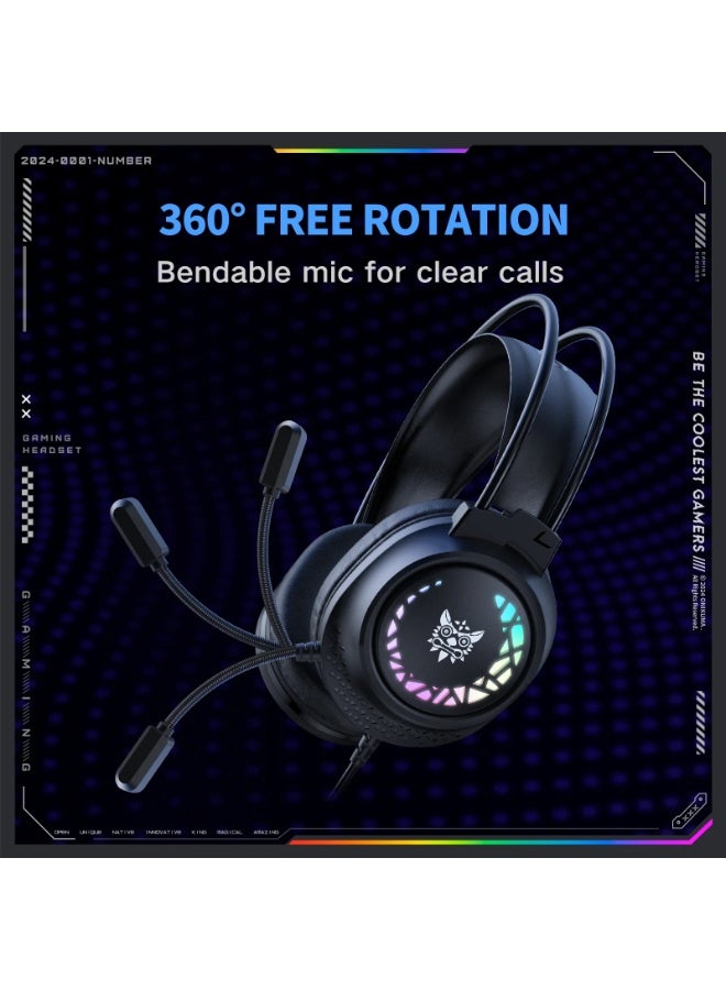onikuma X92 Gaming Headsets - RGB Lighting, 3D Surround Sound & Competitive Performance - Image 4